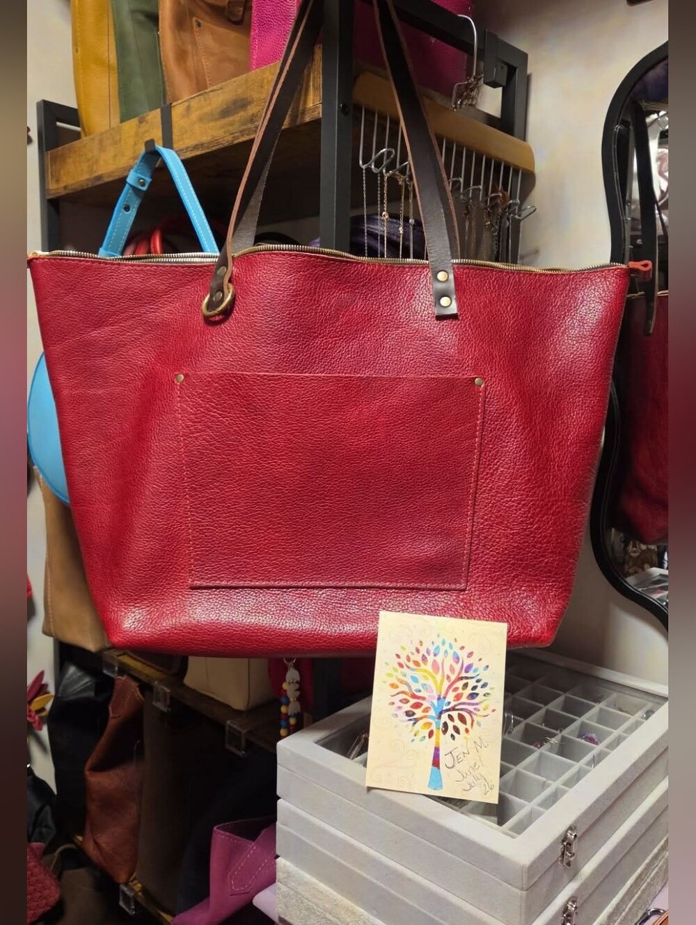 Portland Leather Goods Chili Red OVERSIZE Zip Tote